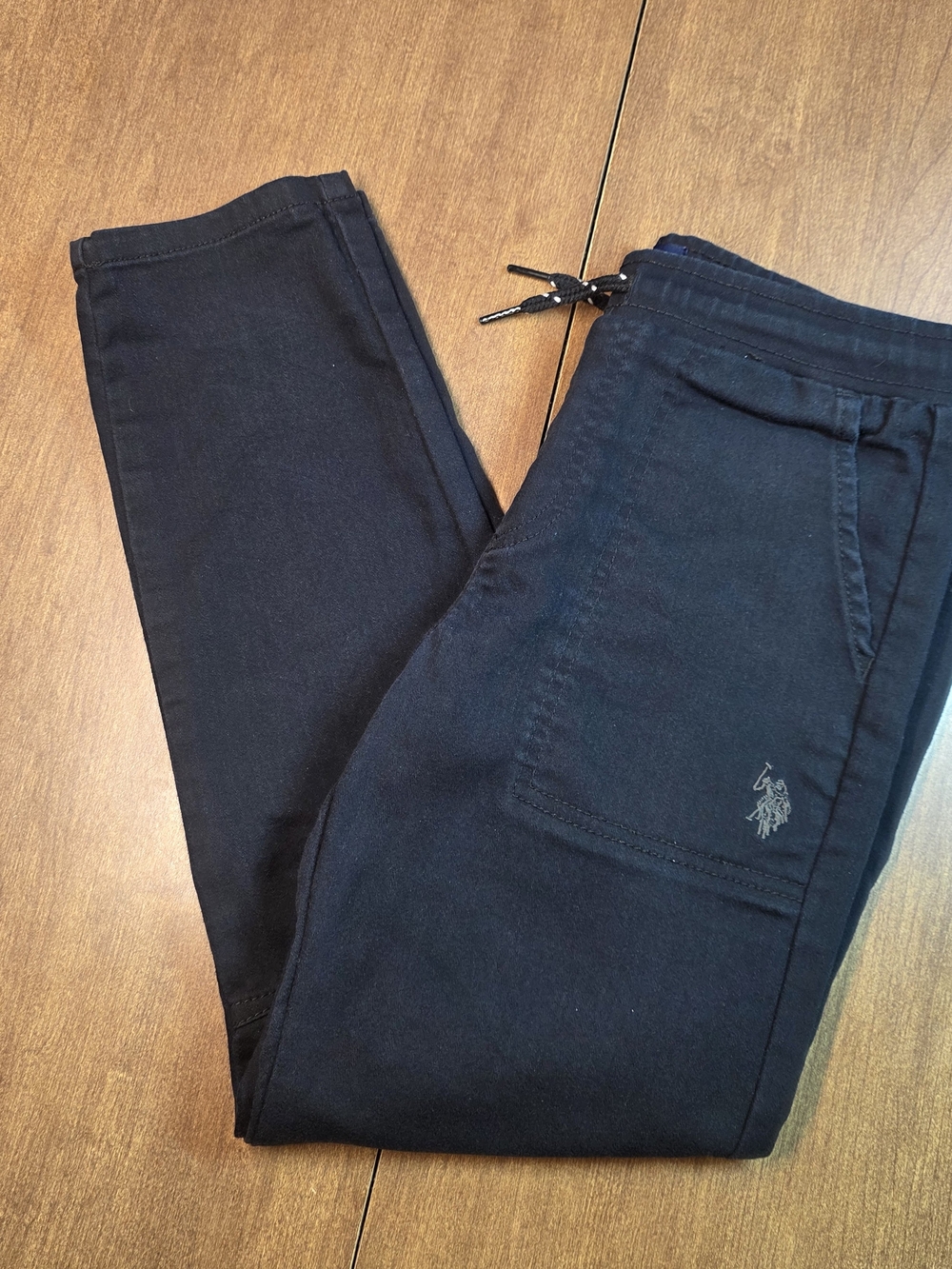 U.S. Polo Assn. Kids Black Slim Drawstring Jeans